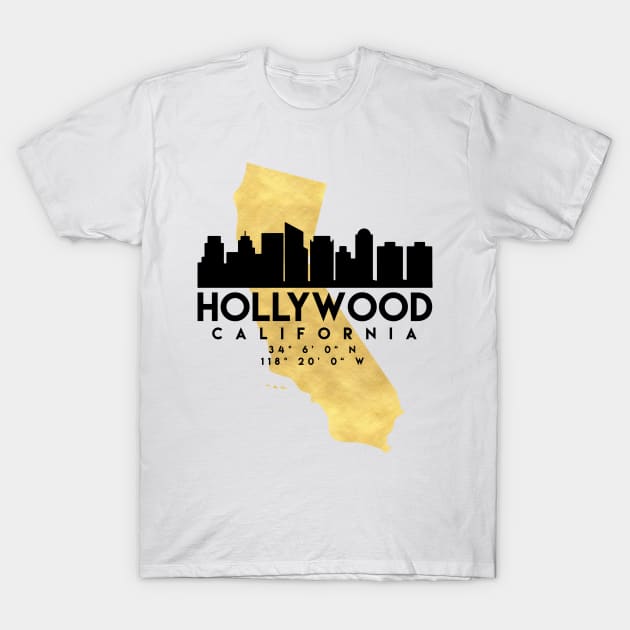 Hollywood California Skyline Map Art T-Shirt by deificusArt